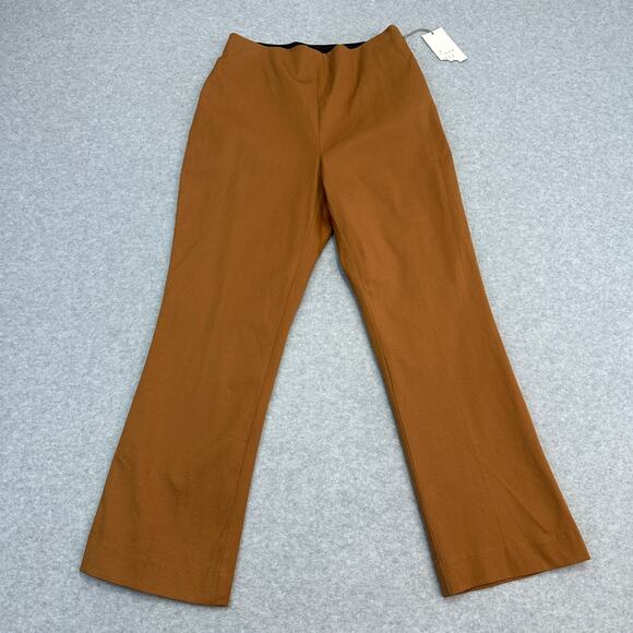 A New Day Kick Flare Pants WMNS 6 Brown High Rise Side Zip Stretch Elastic Waist - Picture 1 of 10